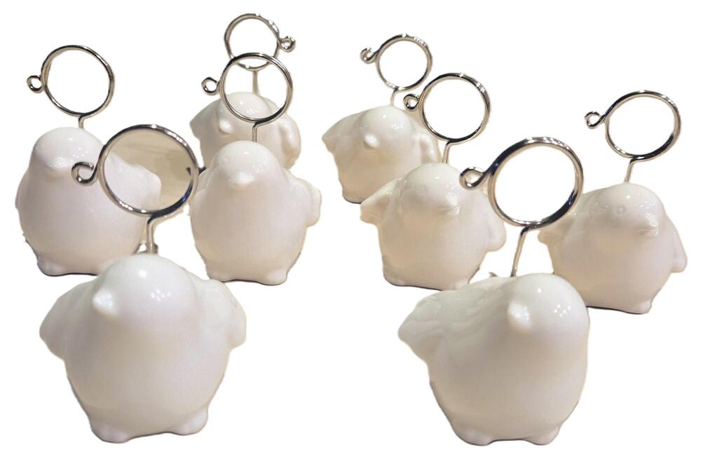 8-Adorable White Porcelain Dove Place-Card Holders Fit Standard-Size Cards